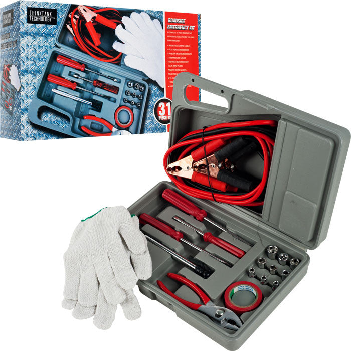 Trademark Commerce 75-13503 Roadside Emergency Tool And Auto Kit - 30 Pieces