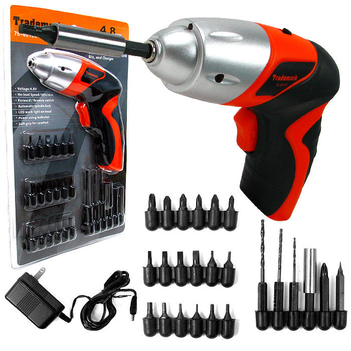 Trademark Commerce 75-60100 Trademark Tools 25 Piece 4.8v Cordless Screwdriver With Led