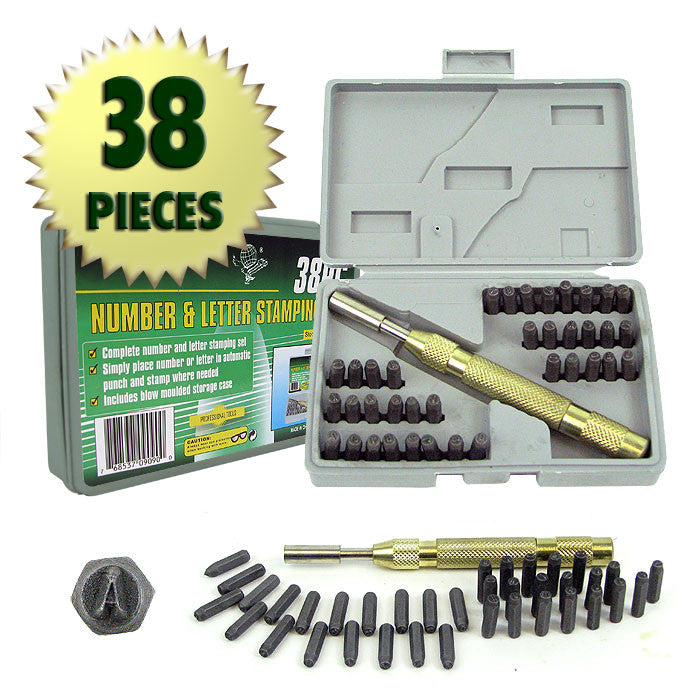 Trademark Commerce 75-9090 Trademark Tools 38 Piece Deluxe Number And Letter Metal Sta