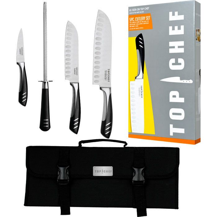 Trademark Commerce 80-tc03 Top Cheft 5 Piece Stainless Steel Knife Set - Portable