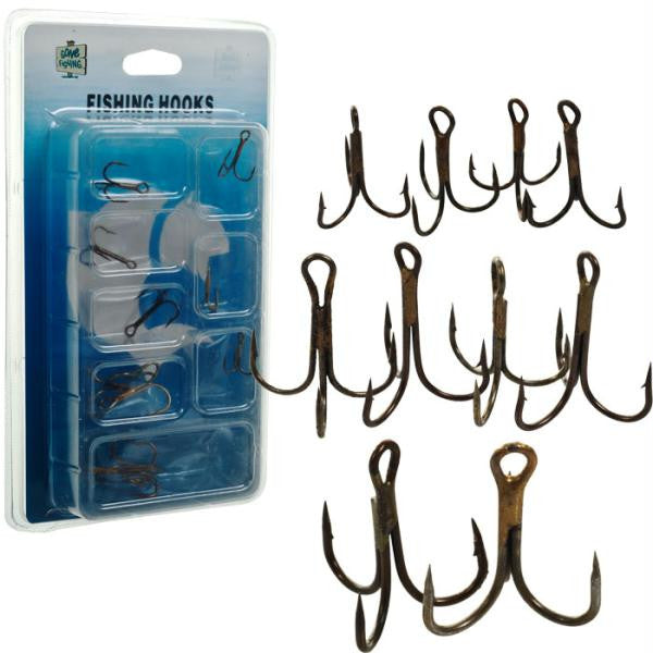 Gone Fishing 80-yf015 Gone Fishing Set Of 10 Treble Hooks - Assorted Sizes