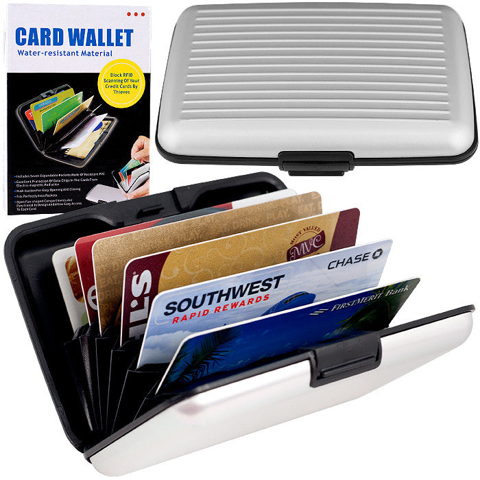 82-6129 Aluminum Credit Card Wallet - Rfid Blocking Case - Silver