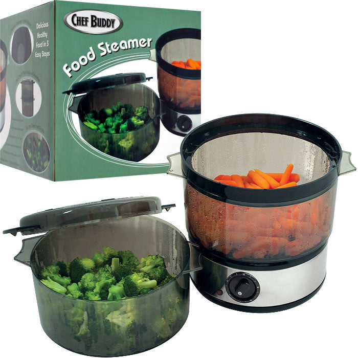 Trademark Commerce 82-he506 Chef Buddyt Food Steamer Includes Timer And Two Containers