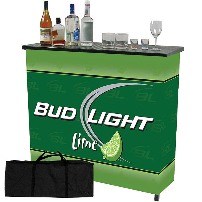 Trademark Commerce Ab8000-bllime Bud Light Lime Metal 2 Shelf Portable Bar Table W/ Case