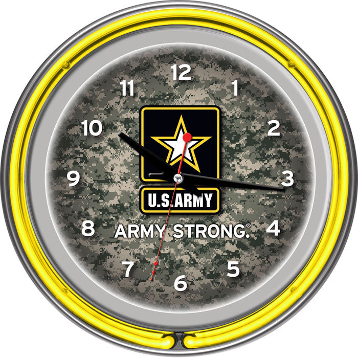 Army1400-camo U.s. Army Digital Camo Chrome Double Ring Neon Clock