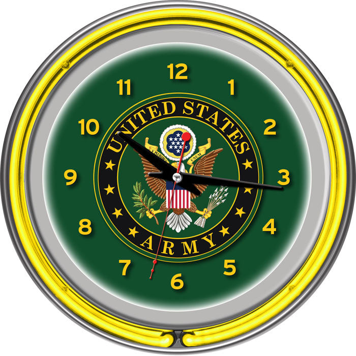 Army1400-sym U.s. Army Symbol Chrome Double Ring Neon Clock