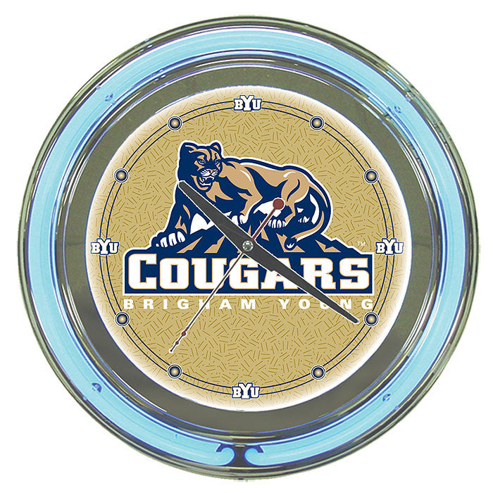 Trademark Commerce Clc1400-byu Byu Neon Clock - 14 Inch Diameter