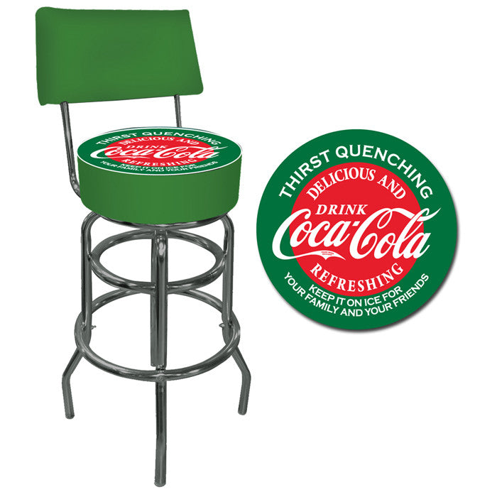 Trademark Commerce Coke-1100-v15 Red & Green Coca Cola Pub Stool With Back