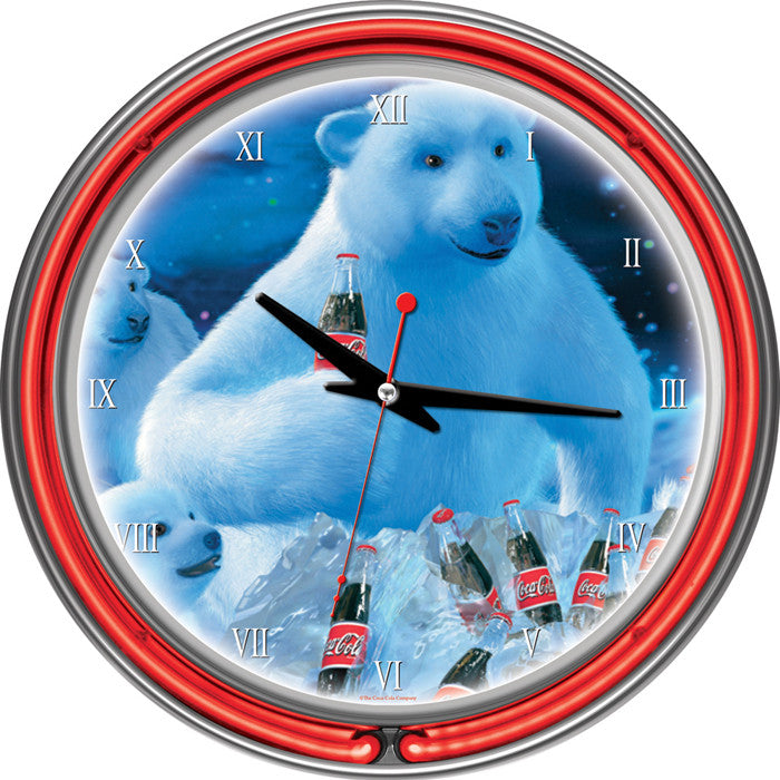 Trademark Commerce Coke-1400-pb4 Coca-cola Neon Clock - Polar Bears With Coke Bottle & Cubs