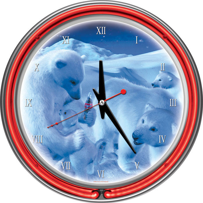 Trademark Commerce Coke-1400-pb5 Coca-cola Neon Clock - Polar Bears With Coke Bottle Nest