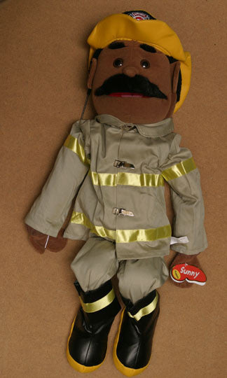 28" Fireman Puppet Black