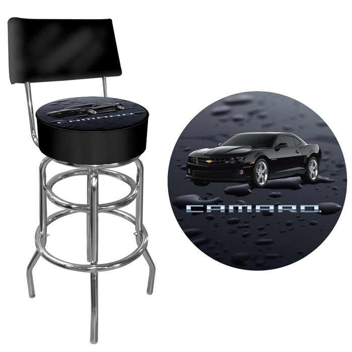 Trademark Commerce Gm1100-cam-blk Black Camaro Padded Bar Stool With Back