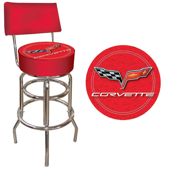 Trademark Commerce Gm1100r-c6-cor Corvette C6 Padded Bar Stool - Red