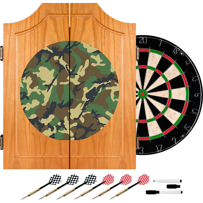 Adg Source Hunt7000-camo Hunt Camo Wood Dart Cabinet Set