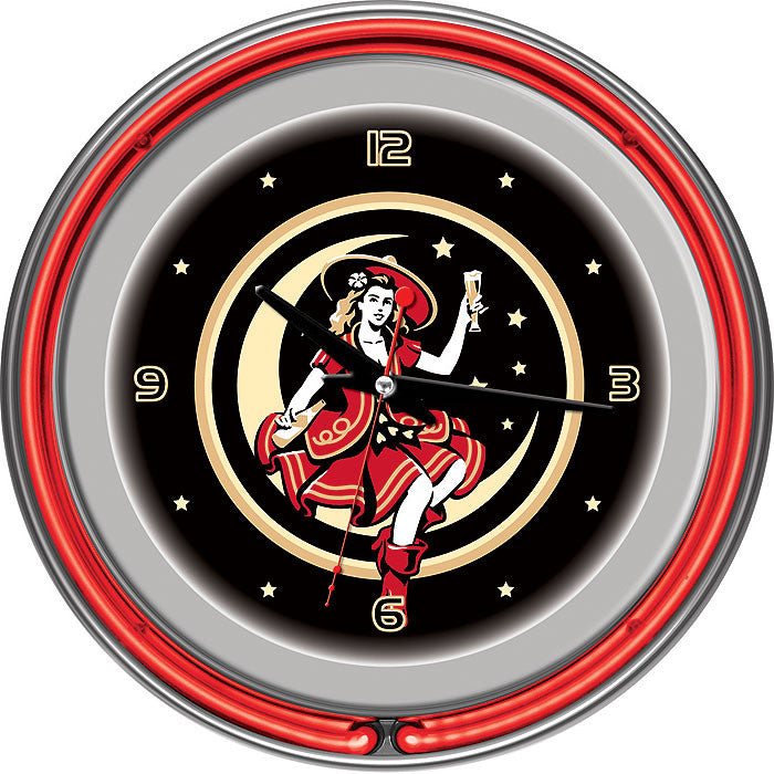 Trademark Commerce Mv1400 Miller High Life Girl In The Moon Vintage 14 Inch Neon Clock