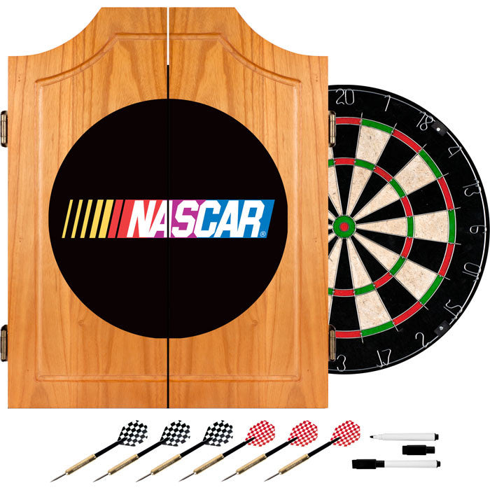 Nascar7000 Nascar Beveled Wood Dart Cabinet Set