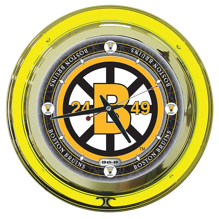 Trademark Commerce Nhl1400-bbv Nhl Vintage Boston Bruins Neon Clock - 14 Inch Diameter