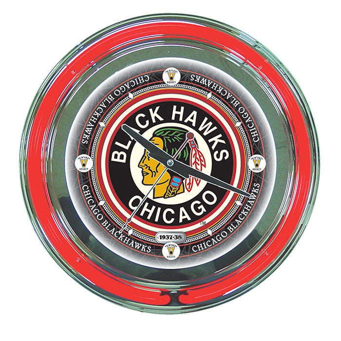 Trademark Commerce Nhl1400-cbhv Nhl Vintage Chicago Blackhawks Neon Clock - 14 Inch Diameter