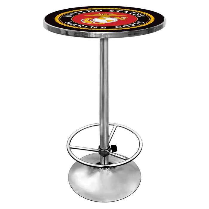 Usmc2000-b United States Marine Corps Chrome Pub Table