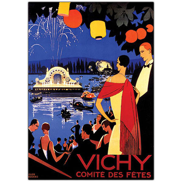 Vichy Comite Des Fetes By Roger Broders-framed 24x32 Canvas