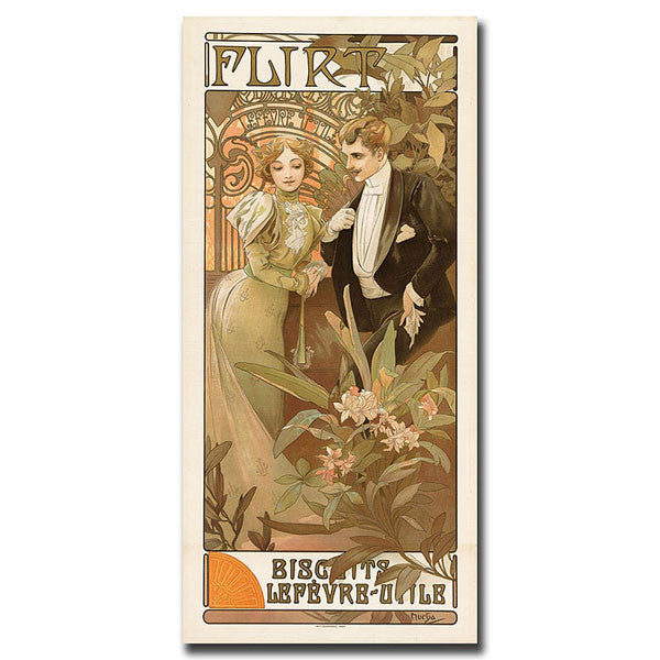 Flirt By Alphone Mucha-framed 24x47 Canvas Art