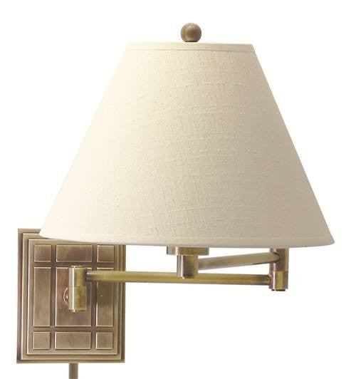 House Of Troy Ws750-ab Wall Swing Antique Brass W/linen Hardback Shade