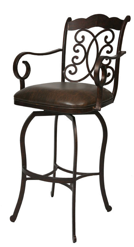 Tscshops Exclusive! Tsc Furniture 26" Barstool With Arms In Autumn Rust Upholstered In Florentine Coffee