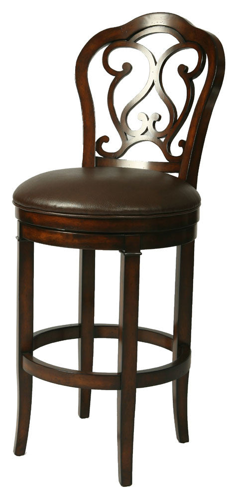 Tscshops Exclusive! Tsc Furniture 30" Barstool In Distressed Cherry And Murano Accent Upholstered In Bonded Ridge Leather