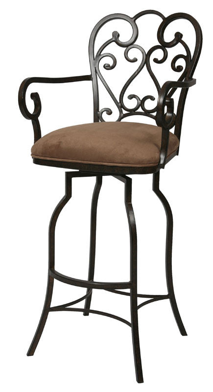 Tscshops Exclusive! Tsc Furniture 26" Barstool With Arms In Autumn Rust Upholstered In Moccasin Suede