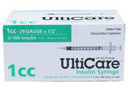 Ulticare U-100 Insulin Syringe, 1cc 29g X 1/2", 100/box