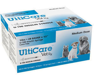 Ulticare Vetrx Insulin Syringe U-100, 1/2cc 29gax1/2", 100/box