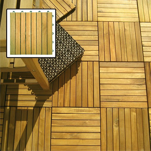Vifah V355 Acacia Hardwood  8 Horizontal Design - Interlocking Wood Deck Tile