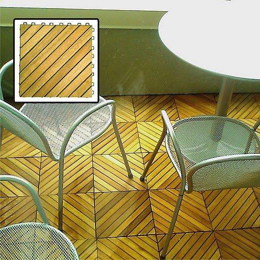 Vifah V368 Interlocking Deck Tile. 12 Diagonal Slat Design. Acacia Plantation Hardwood (teak Finish).