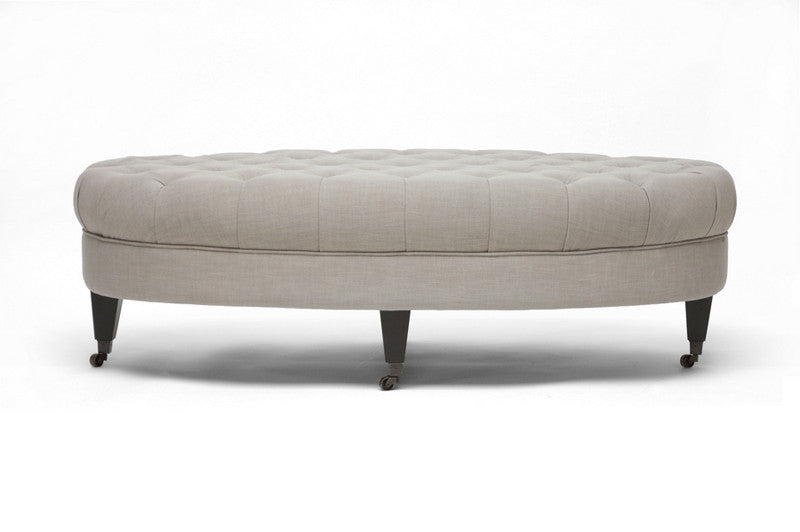 Wholesale Interiors 503-beige-otto Brighton Beige Linen Modern Tufted Ottoman - Each