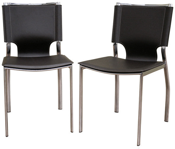 Wholesale Interiors Alc-1083-brown Dark Brown Leather Dining Chair With Chrome Frame - Set Of 2