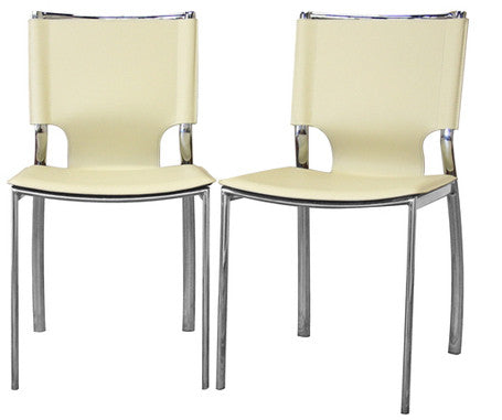 Wholesale Interiors Alc-1083 Ivory Montclare Ivory Leather Modern Dining Chair - Set Of 2