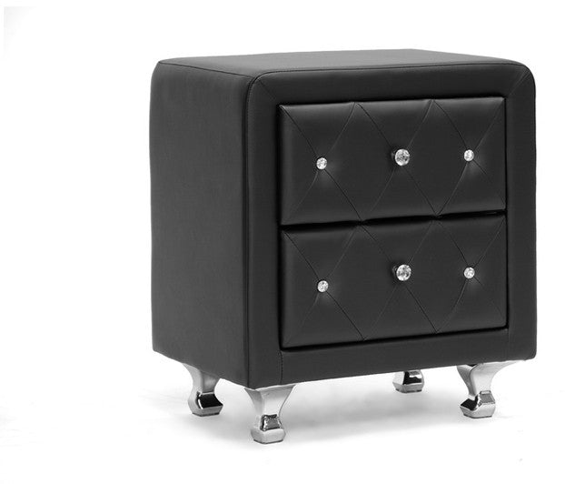 Wholesale Interiors Bbt3084-black-ns Stella Crystal Tufted Black Upholstered Modern Nightstand - Each