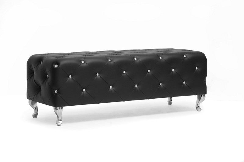 Wholesale Interiors Bbt5119-black-bench Stella Crystal Tufted Black Modern Bench - Each