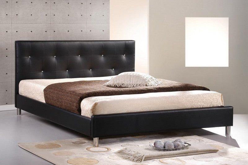 Wholesale Interiors Bbt6140-black-bed Barbara Black Modern Bed With Crystal Button Tufting (queen Size) - Each