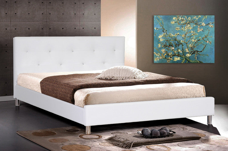 Wholesale Interiors Bbt6140-white-full Barbara White Modern Bed With Crystal Button Tufting - Full Size - Each