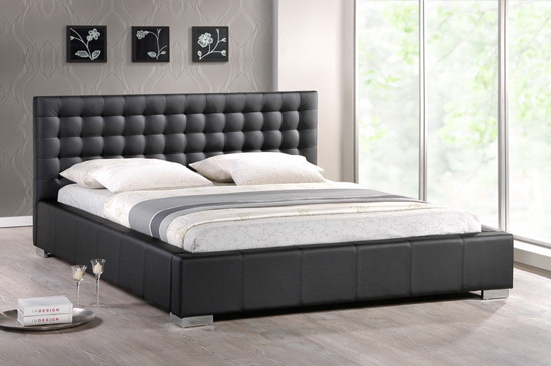 Wholesale Interiors Bbt6183-black-bed Madison Black Modern Bed With Upholstered Headboard (queen Size) - Each