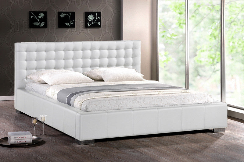 Wholesale Interiors Bbt6183-white-bed Madison White Modern Bed With Upholstered Headboard (queen Size) - Each