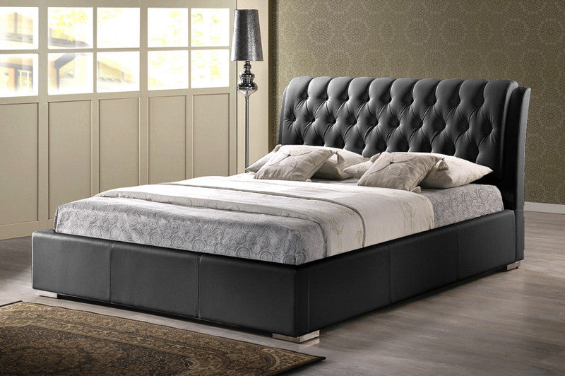 Wholesale Interiors Bbt6203-black-bed Bianca Black Modern Bed With Tufted Headboard (queen Size) - Each