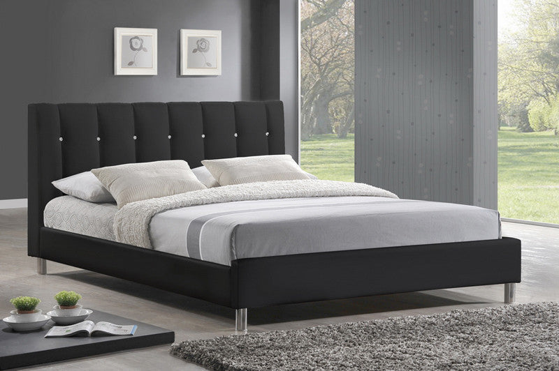 Wholesale Interiors Bbt6312-black-queen Vino Black Modern Bed With Upholstered Headboard - Queen Size - Each