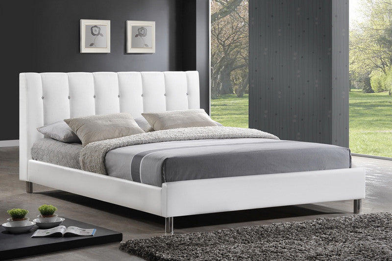 Wholesale Interiors Bbt6312-white-queen Vino White Modern Bed With Upholstered Headboard - Queen Size - Each