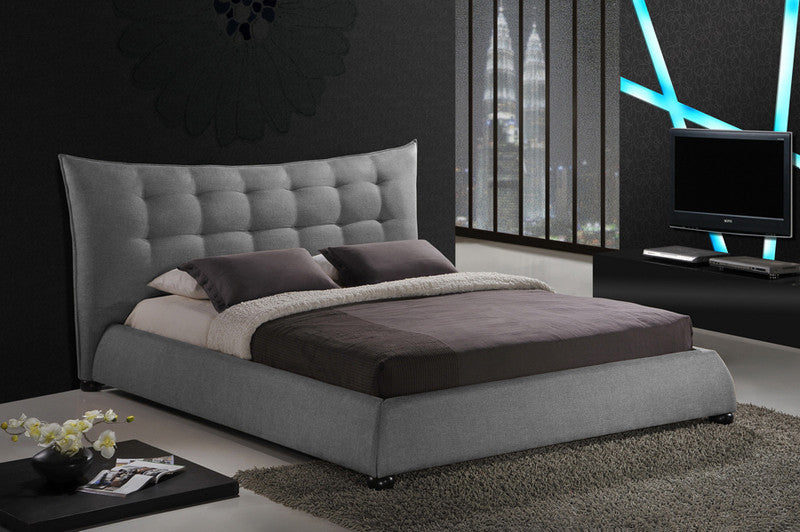 Wholesale Interiors Bbt6323-grey-king Marguerite Gray Linen Modern Platform Bed - King Size - Each