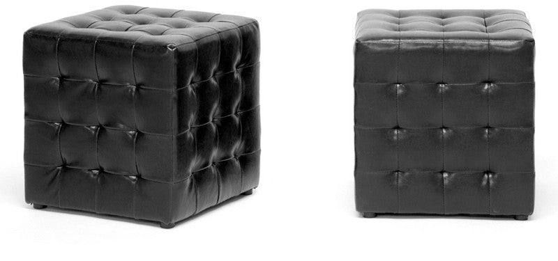 Wholesale Interiors Bh-5589-black-otto Siskal Black Modern Cube Ottoman - Set Of 2
