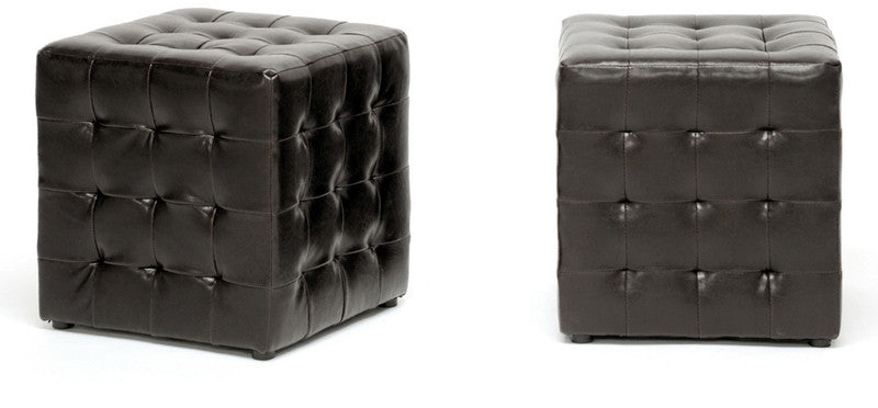 Wholesale Interiors Bh-5589-dark Brown-otto Siskal Dark Brown Modern Cube Ottoman - Set Of 2