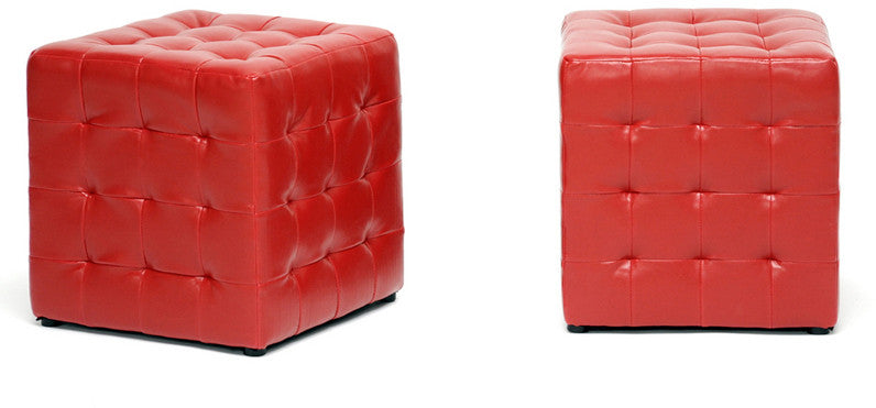 Wholesale Interiors Bh-5589-red-otto Siskal Red Modern Cube Ottoman - Set Of 2