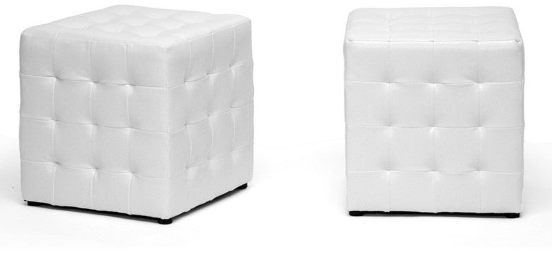 Wholesale Interiors Bh-5589-white-otto Siskal White Modern Cube Ottoman - Set Of 2